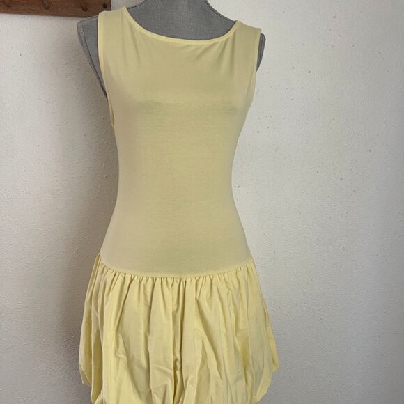 ASOS Yellow Bubble Hem Mini Dress Y2K Party Dress - Picture 1 of 7